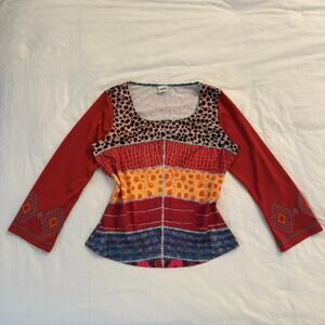Y2k patterned long sleeve top